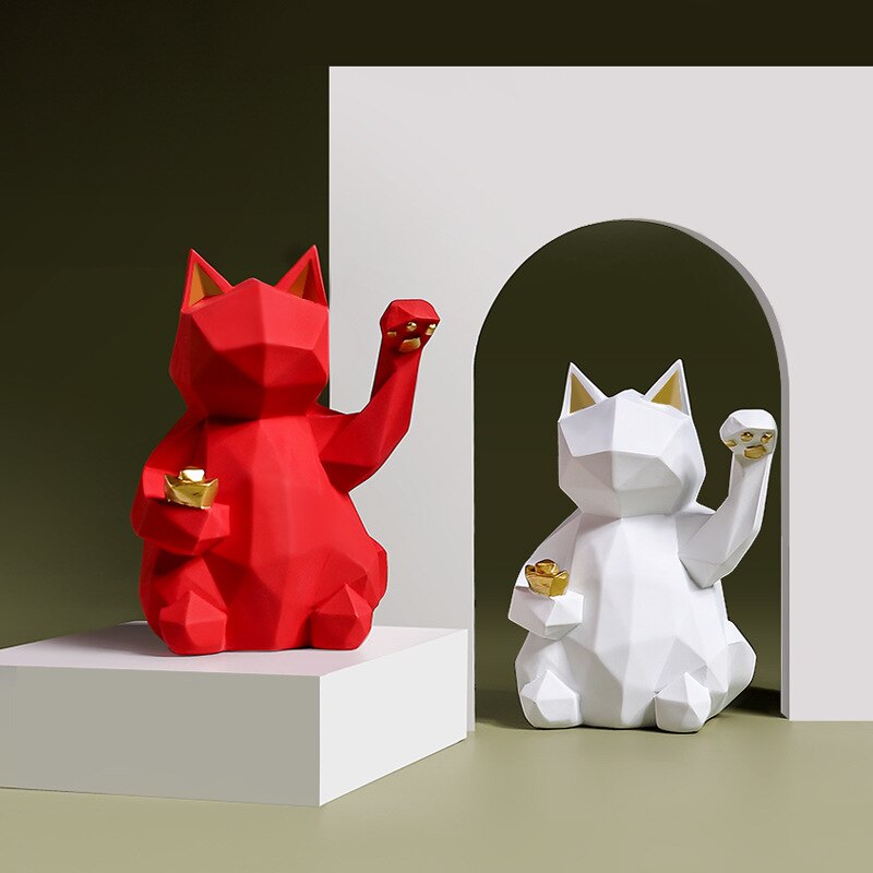 Maneki Geometric Cat Sculpture