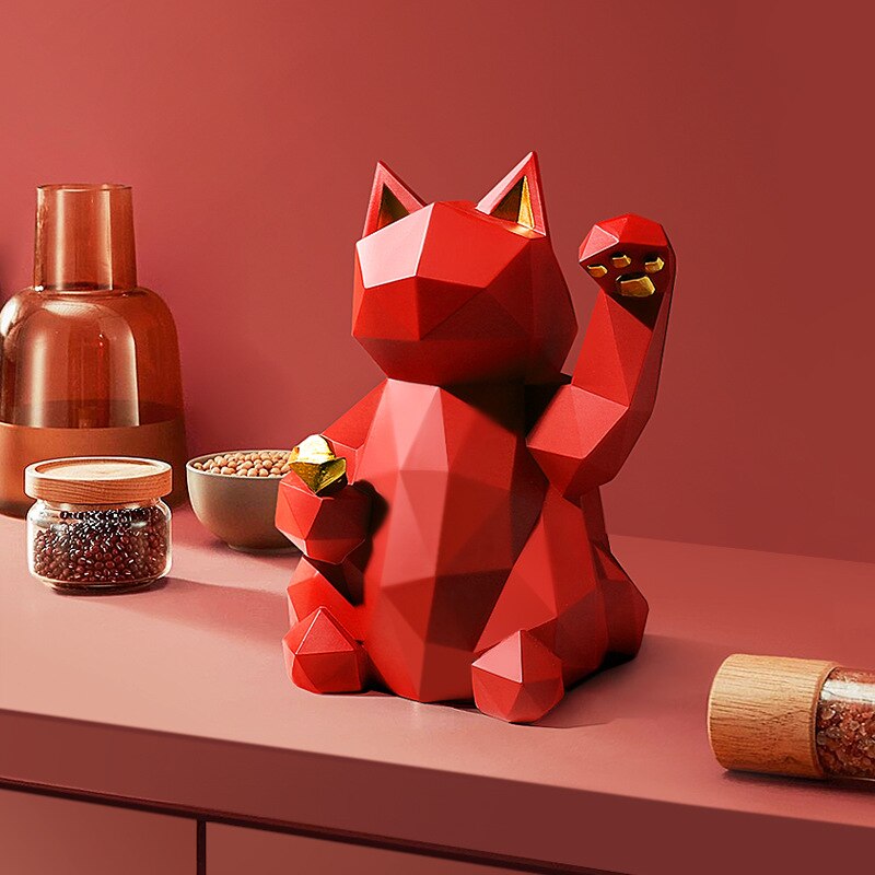Maneki Geometric Cat Sculpture