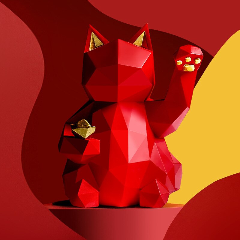 Maneki Geometric Cat Sculpture