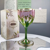 Taça De Champanhe Medieval Austríaca, Copo De Cristal, Copo De Vinho Tinto, Tigela De Sorvete Pintados À Mão Rosa, Cálice De Flor Vintage