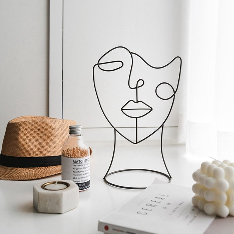 Miro Abstract Line Art Face Sculpture