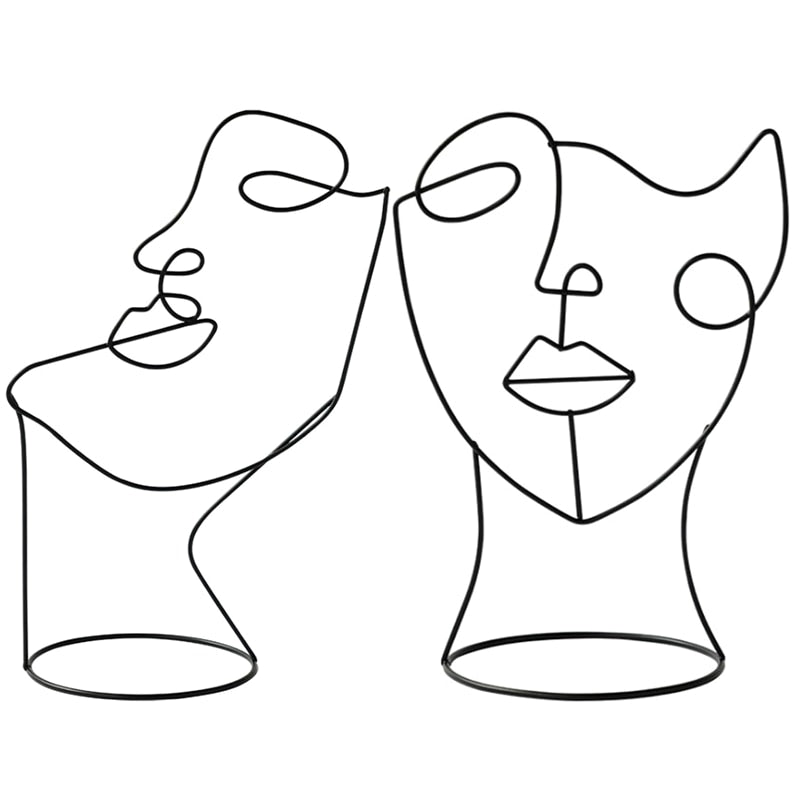 Miro Abstract Line Art Face Sculpture