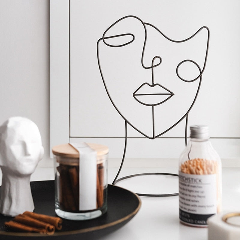 Miro Abstract Line Art Face Sculpture