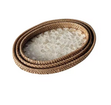 Luxe Oval Rattan & Mother of Pearl Serving Tray
