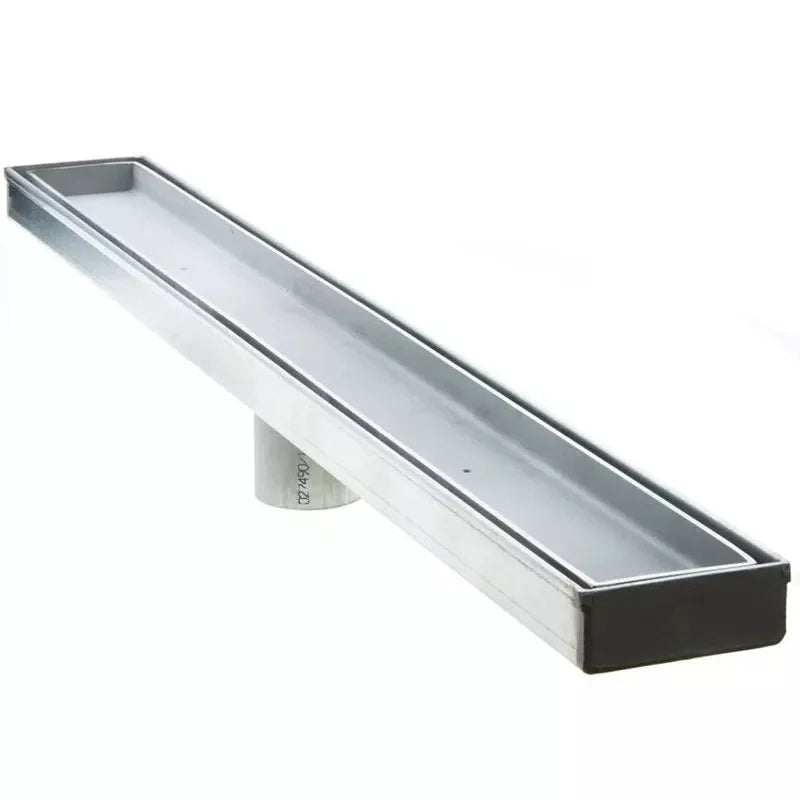 Aço inoxidável linear chuveiro banheiro grelha dreno de assoalho bagnolux super resistente ferragem telha inserção 304 # centro saída resíduos