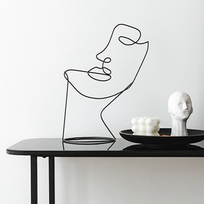 Miro Abstract Line Art Face Sculpture