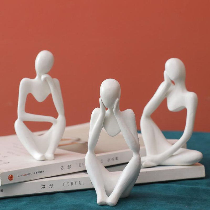 Trio Thinker Sculptural Figurines
