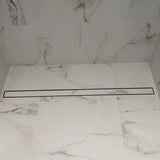Aço inoxidável linear chuveiro banheiro grelha dreno de assoalho bagnolux super resistente ferragem telha inserção 304 # centro saída resíduos