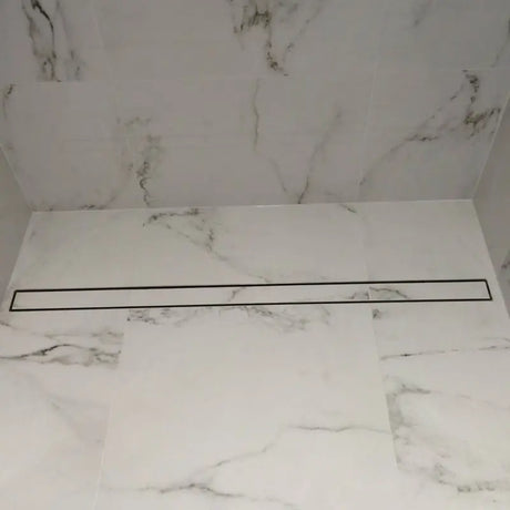 Aço inoxidável linear chuveiro banheiro grelha dreno de assoalho bagnolux super resistente ferragem telha inserção 304 # centro saída resíduos