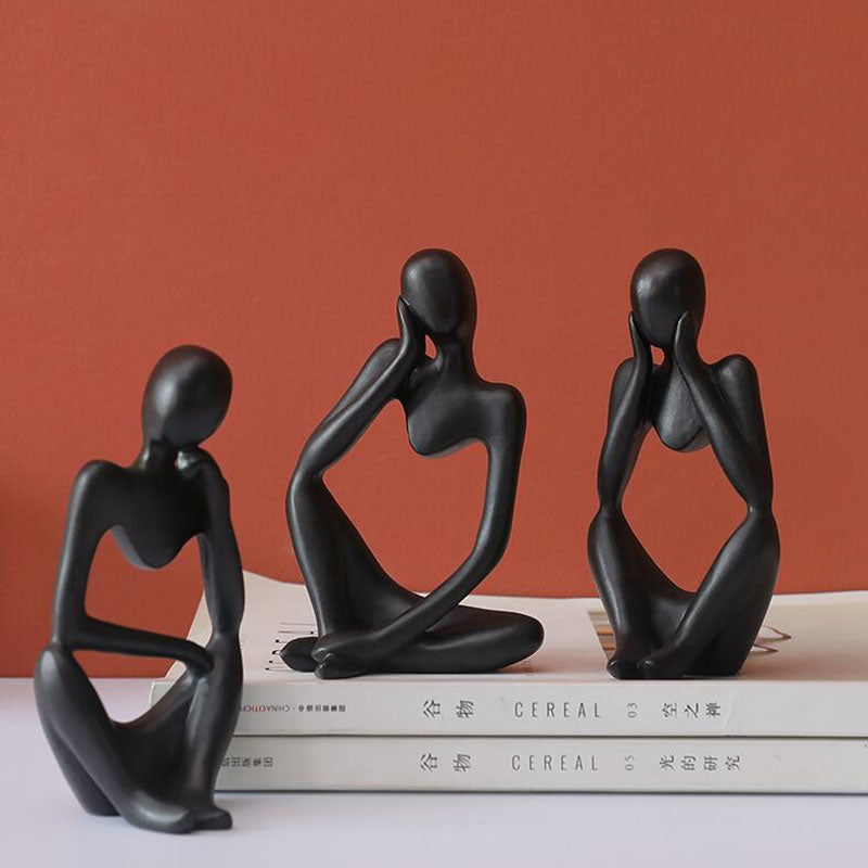 Trio Thinker Sculptural Figurines