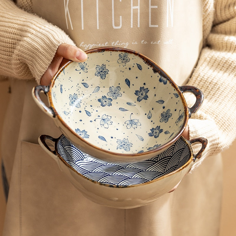Vintage Hand-Painted Ceramic Bowl – 700ml
