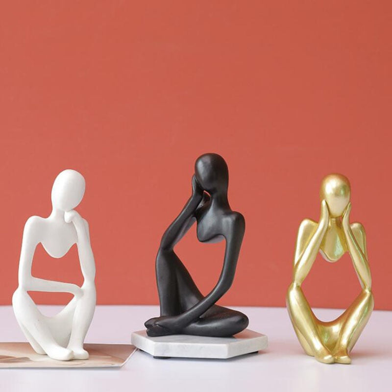 Trio Thinker Sculptural Figurines