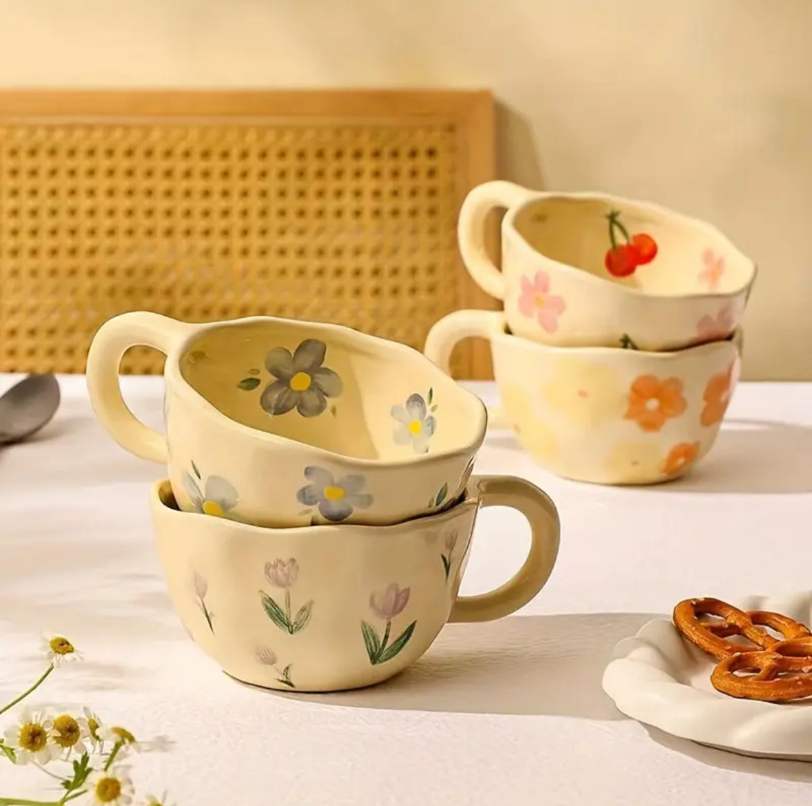Flora Hand-Painted Ceramic Mug – 250ml
