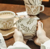 Nordic Botanical Ceramic Mug – 350ml