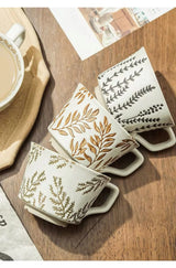 Nordic Botanical Ceramic Mug – 350ml