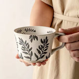 Nordic Botanical Ceramic Mug – 350ml