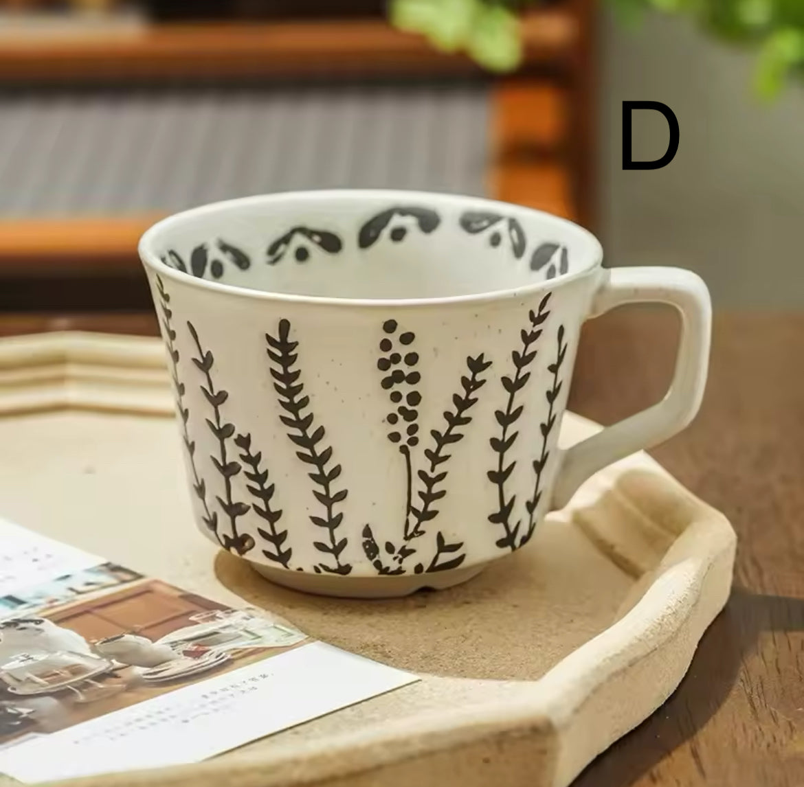Nordic Botanical Ceramic Mug – 350ml