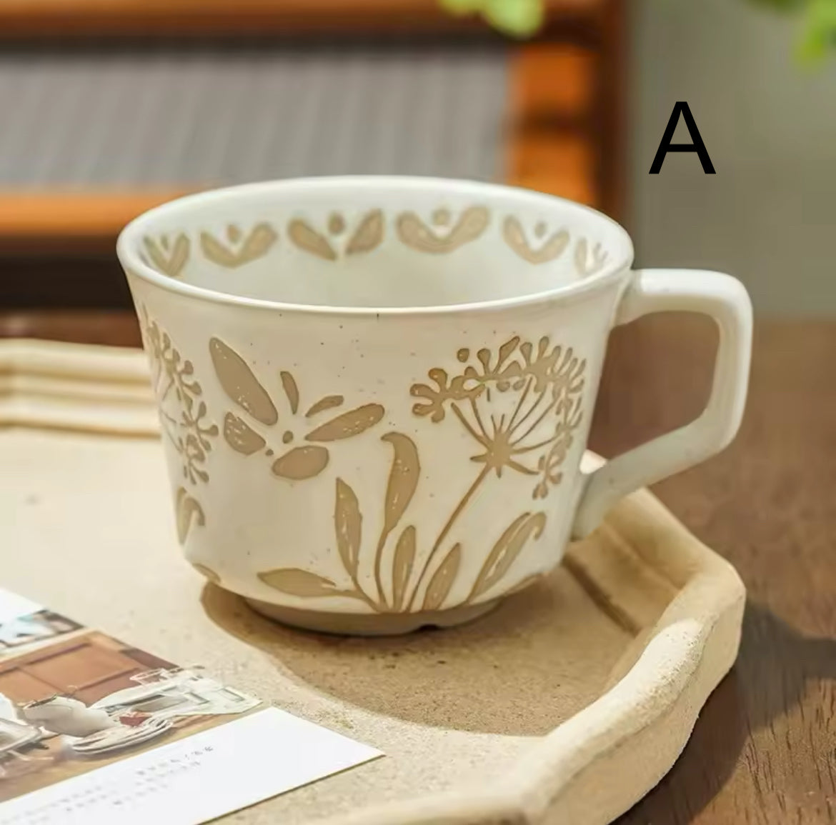 Nordic Botanical Ceramic Mug – 350ml