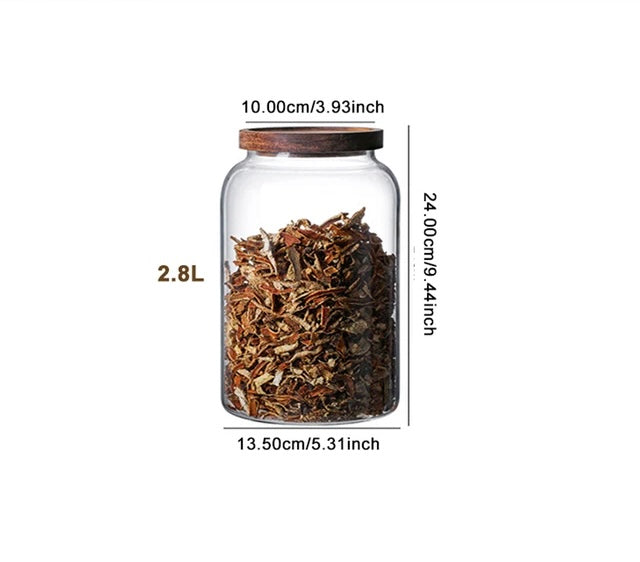 Borosilicate Glass Storage Jars with Wooden Lids