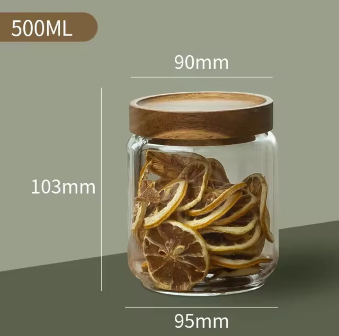 Borosilicate Glass Storage Jars with Wooden Lids