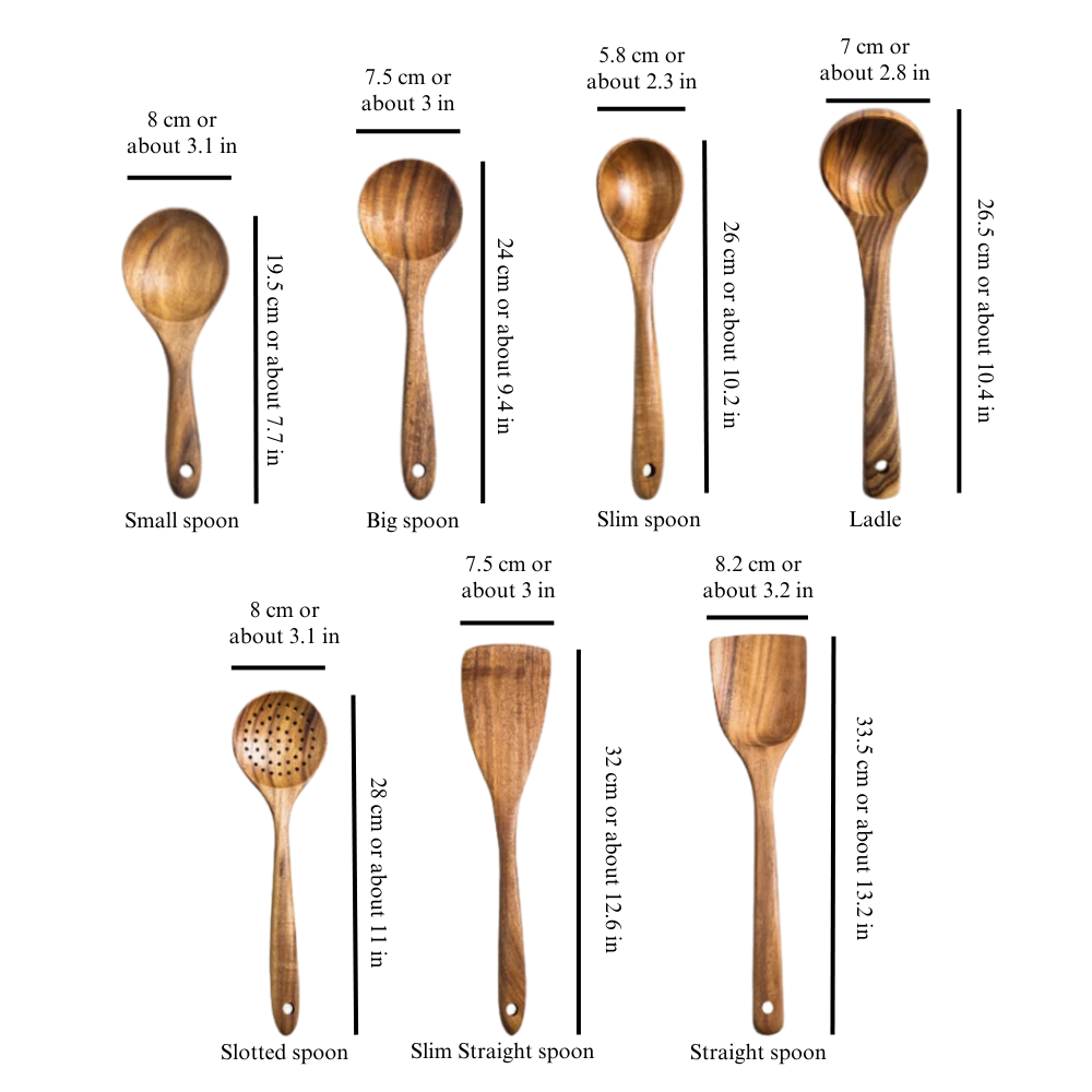 Natural Wood Kitchen Utensil Set – 7 Pieces