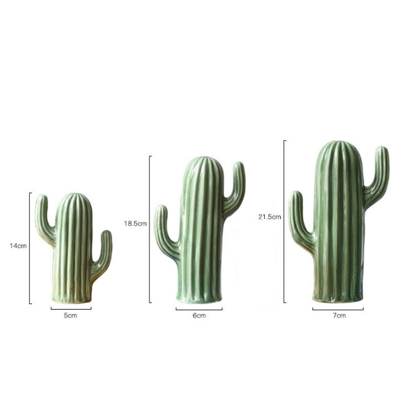 Saguaro Green Ceramic Cactus Sculpture