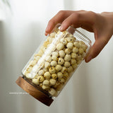 Borosilicate Glass Storage Jars with Wooden Lids