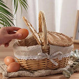Cesta de piquenique de vime artesanal com alça cesto de piquenique multi-purpose salgueiro tecido caixa de armazenamento acampamento ao ar livre cesta de frutas