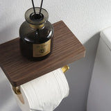Brass & Wood Toilet Roll Holder