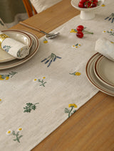 Toalha de mesa bordada com franjas de trigo, estilo rústico, mesa de jantar, cozinha, sala de estar, decoração de mesa de café