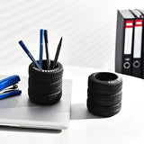 1 pçs divertido suporte de caneta em forma de pneu-organizador de mesa de pvc, ideal para material escolar e de escritório, acabamento pintado, material de escritório