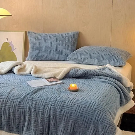 Outono inverno grosso quente velo cobertor dupla camada artificial lambswool lança cobertores para sofá ou cama rainha duplo consolador