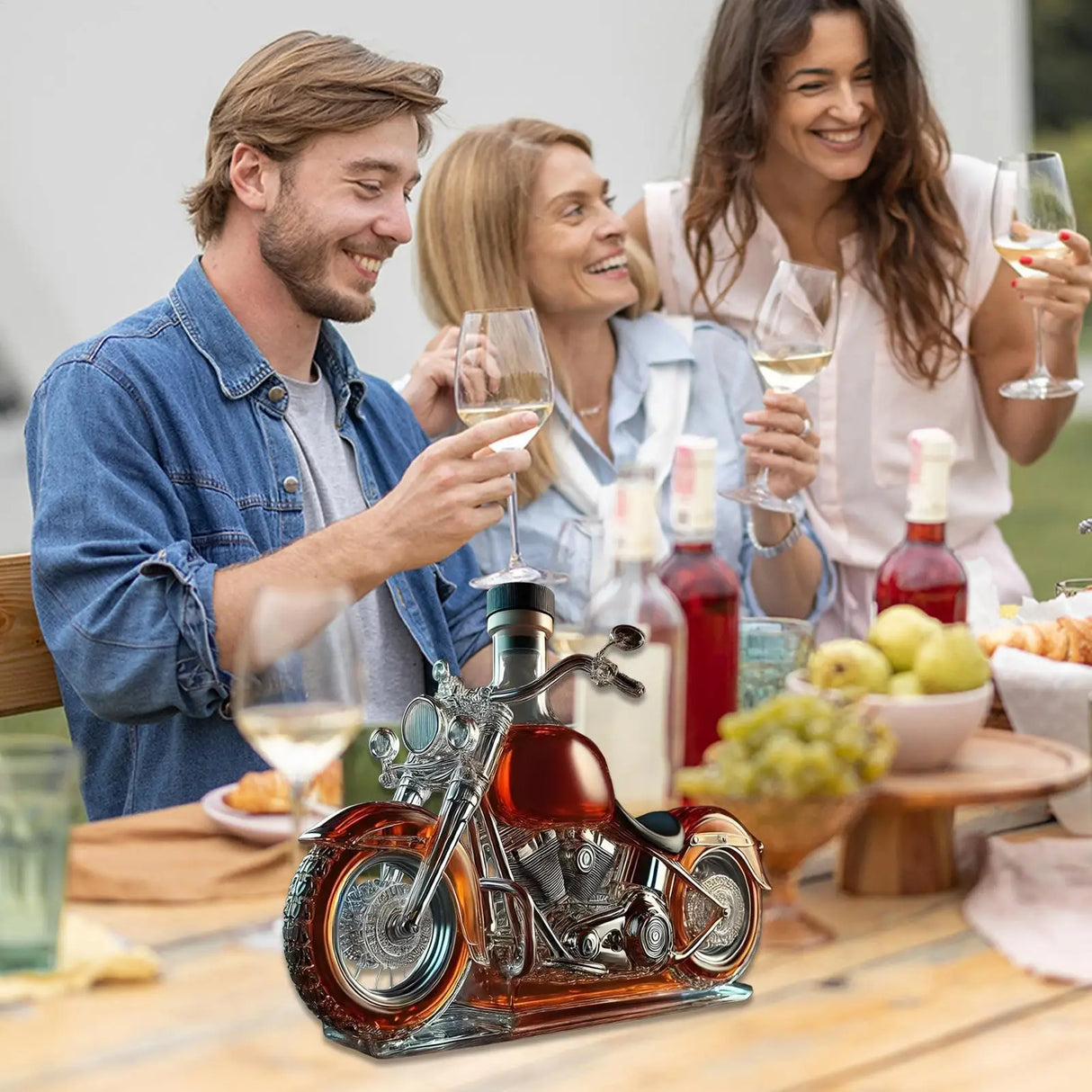 2026 engraçado garrafa de uísque motocicleta vintage decantador vidro decoração para casa cabine garrafa vinho estátua coleção brinquedo barra acessórios