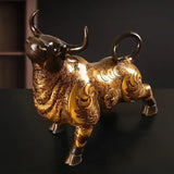 Ornamento animal de vaca de cobre Feng Shui, decoração de mesa de escritório em casa pintada