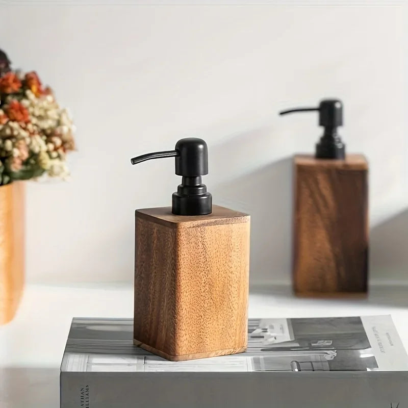 Dispensador de Sabonete de Madeira Elegante para Higienizador de Mãos e Loção - Acessório Ideal para Casa e Viagem