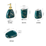Conjunto de acessórios para banheiro, mármore, padrão dourado, cerâmica, dispensador de pasta de dente, sabonete, suporte de escova de dentes, copo, garrafa de loção
