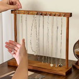 Organizador de jóias expositor colar de madeira maciça pendurado bancada rack para correntes brincos pulseiras vitrine rack de armazenamento
