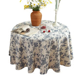 Algodão redondo linho peônia impresso toalha de mesa com borla, Floral Circular Table Cover, Decor de mesa, Festa de casamento