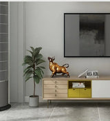 Ornamento animal de vaca de cobre Feng Shui, decoração de mesa de escritório em casa pintada