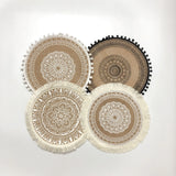 4 pçs/6 pçs natural vintage juta tecido placemats estilo boêmio festa decoração pendurado decoração de parede tapete vaso
