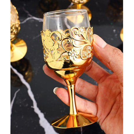 Taça de metal com gravura nórdica, copos ocos de vinho dourado para beber, suprimentos para festa de casamento