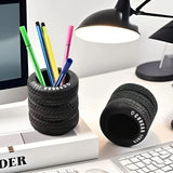 1 pçs divertido suporte de caneta em forma de pneu-organizador de mesa de pvc, ideal para material escolar e de escritório, acabamento pintado, material de escritório