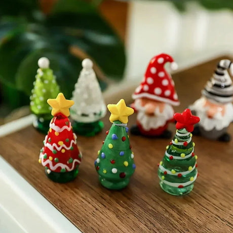 Decorações de Natal para mesa e carro - Enfeites de vidro criativos de desenho animado de Papai Noel (presentes perfeitos e enfeites de carro)