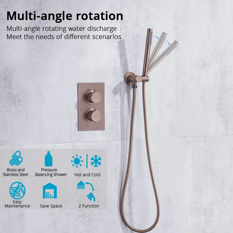 Torneira de chuveiro pop-up 8-16, conjunto de sistema de chuveiro, misturador de chuveiro de banheiro, torneira de banho quente e fria, montagem na parede, cromado/rosa escovado/cinza