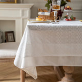 Elegant French Cotton Tablecloth with Lace