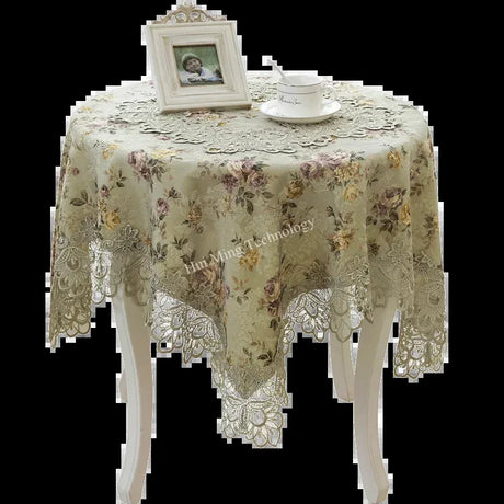 Table Cloth Green Lace Europe Luxury Embroidered Tablecloth Table Dining Table Cover Retro Pastoral Lace Fabric Hollow Home Mat