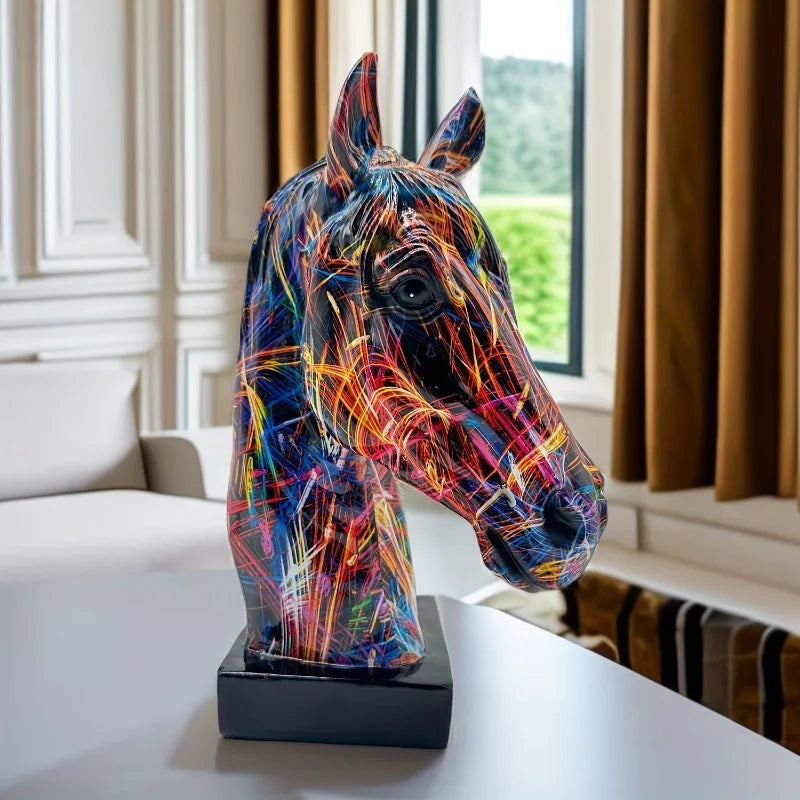 Graffiti colorido ornamentos para sala de estar, estatueta criativa com Fun Pattern Design, estátua animal, escultura moderna
