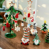 Decorações de Natal para mesa e carro - Enfeites de vidro criativos de desenho animado de Papai Noel (presentes perfeitos e enfeites de carro)