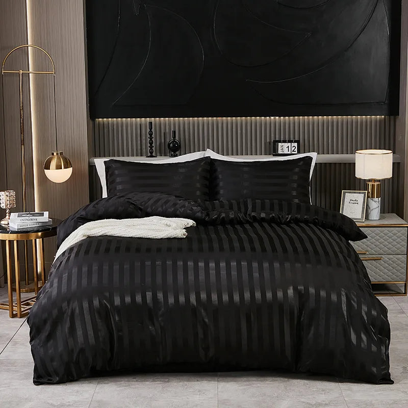 Luxurious Satin Stripe Bedding Set