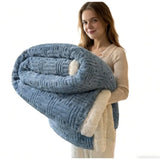 Outono inverno grosso quente velo cobertor dupla camada artificial lambswool lança cobertores para sofá ou cama rainha duplo consolador